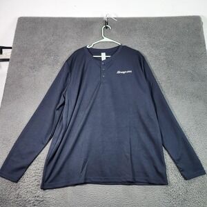 Snap-on Shirt Mens 3XL Blue Long Sleeve Henley Logo Polyester Workwear Tee